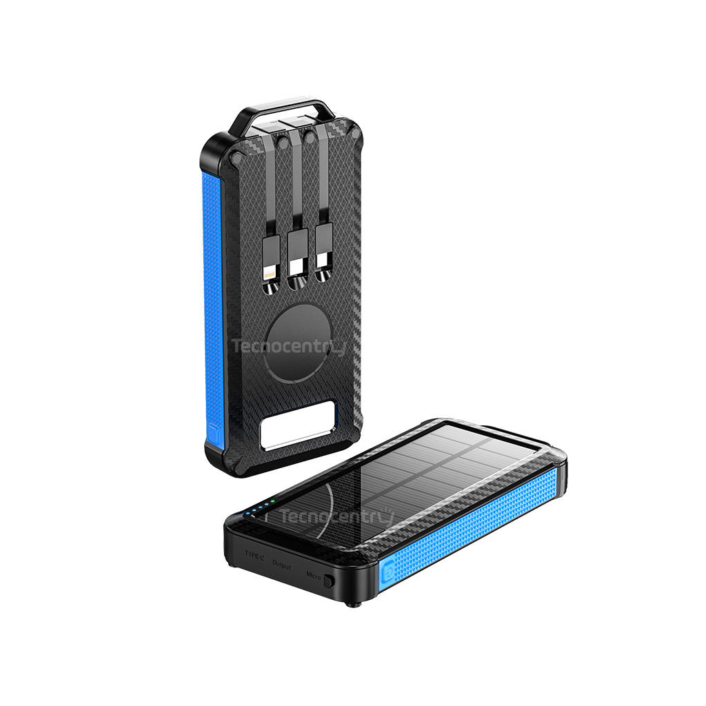 Power Bank Solar 8000mah Carga Inalámbrica y Cable / iPhone / Tipo C / USB Mini+ Linterna - Image 2