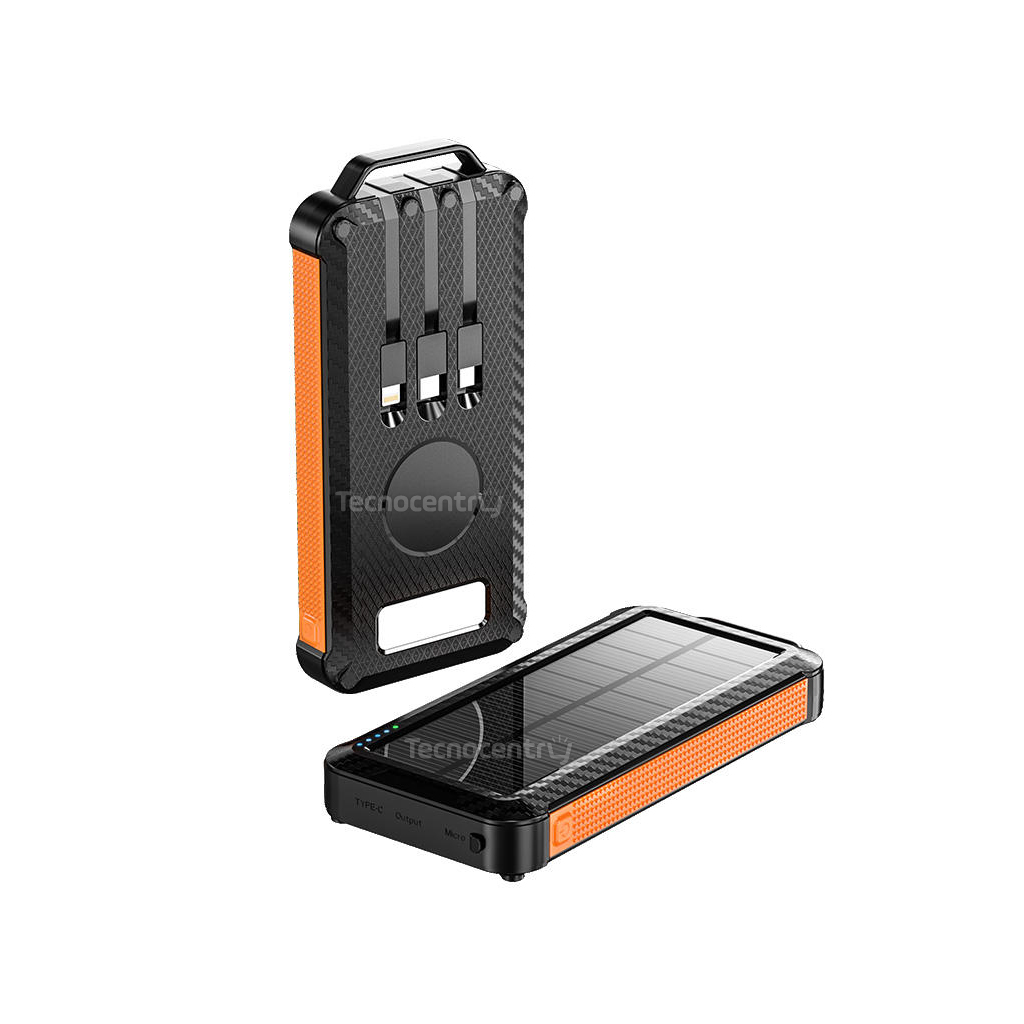 Power Bank Solar 8000mah Carga Inalámbrica y Cable / iPhone / Tipo C / USB Mini+ Linterna - Image 3