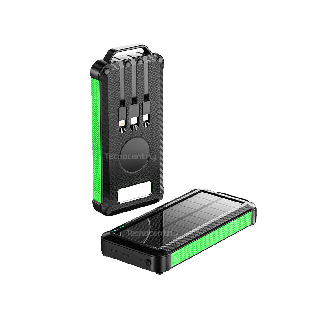 Power Bank Solar 8000mah Carga Inalámbrica y Cable / iPhone / Tipo C / USB Mini+ Linterna - Image 4