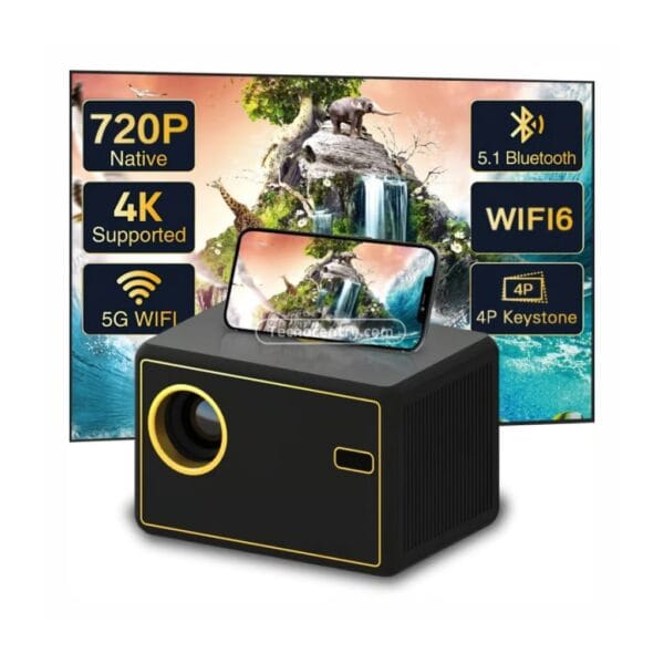 Video Beam Proyector LED Android Y7 con 5000 Lumens Negro Wifi Auto Enfoque - Image 4