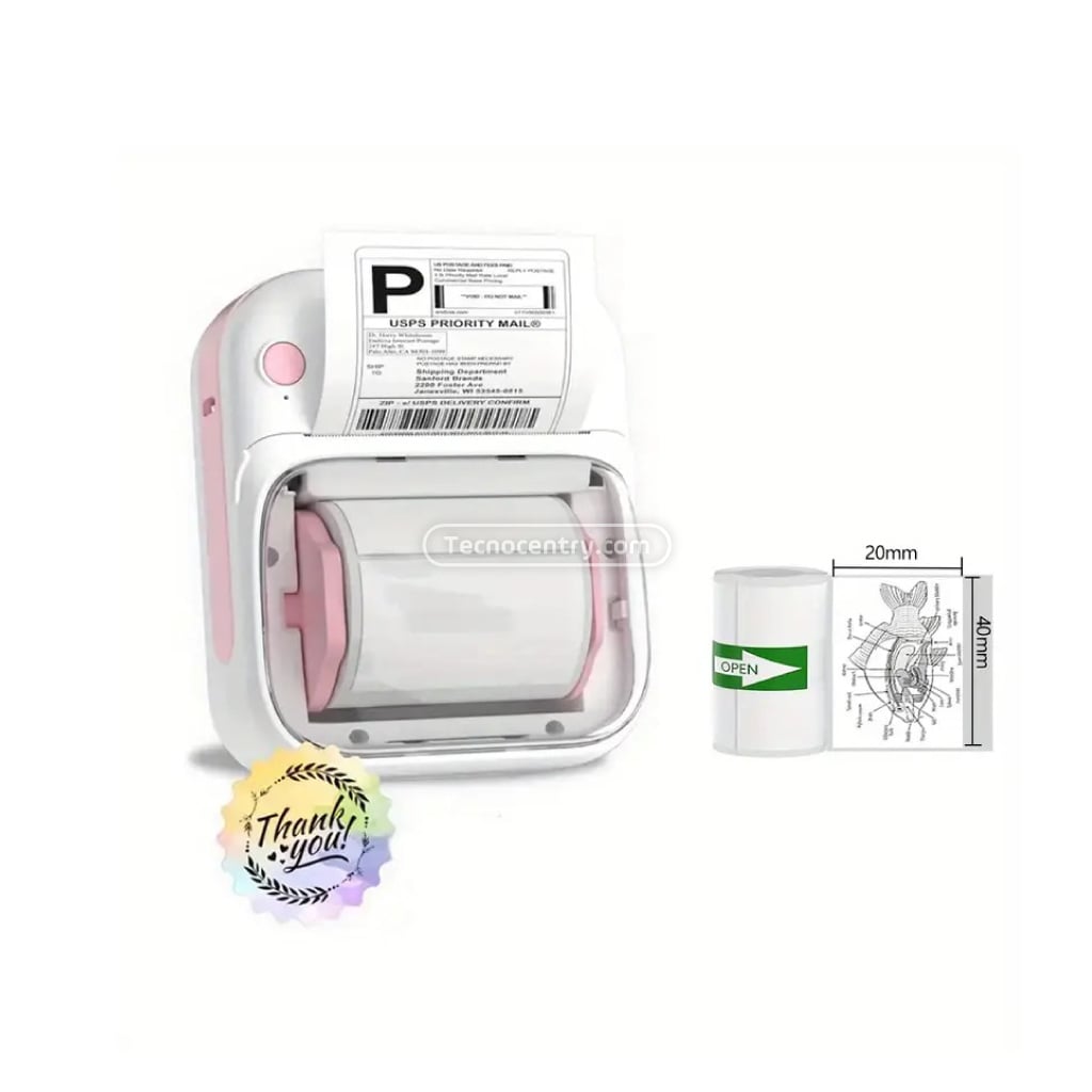 Mini Impresora Portatil B3+Papel Etiquetas Adhesivo