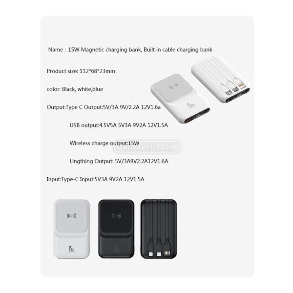 Power Bank W010 10.000 MAH Carga Rapida Inalambrico - Image 3