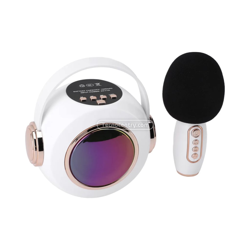 Kit Parlante Karaoke+Micrófono Bluetooth Para Niños LS-T6 Blanco - Image 2