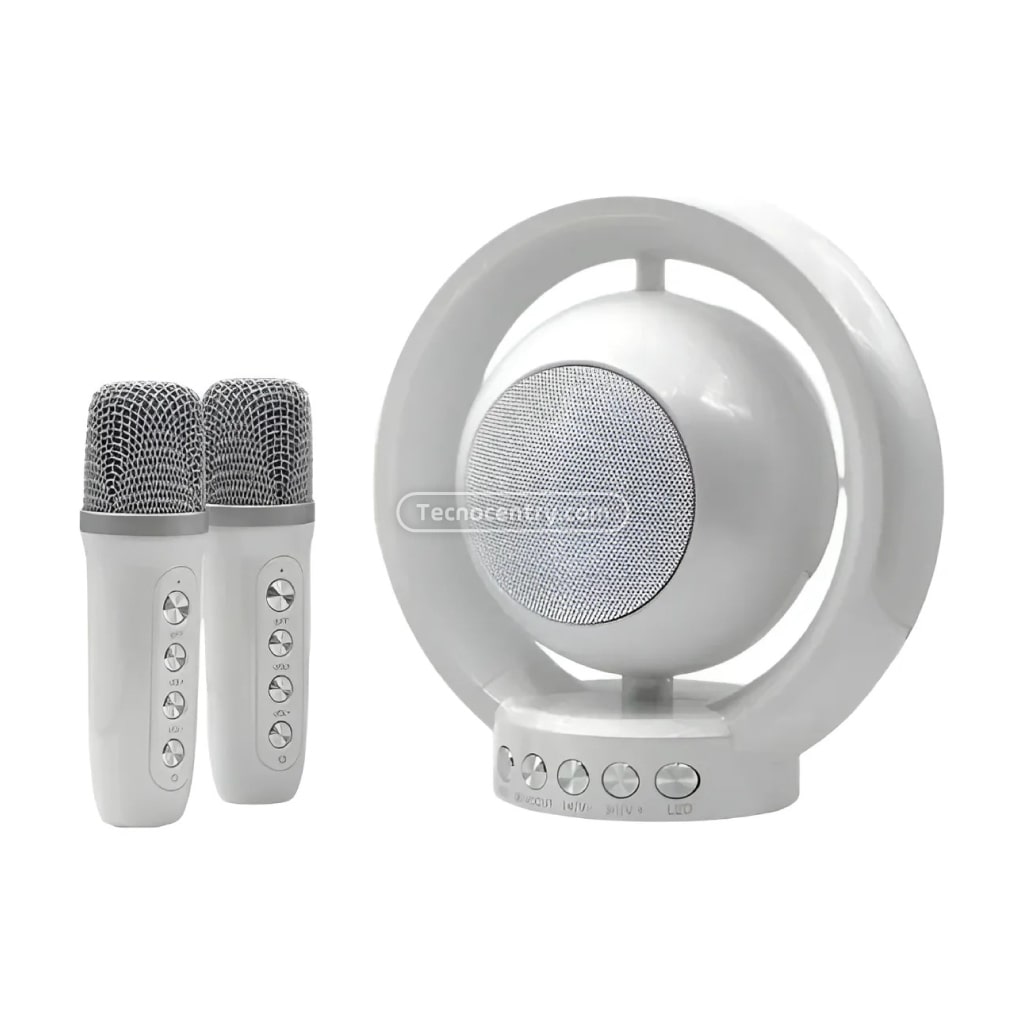 Parlante Karaoke Doble Para Niños YS-119 Blanco