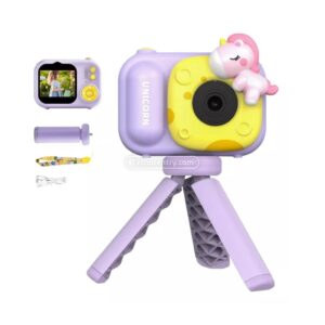 Cámara Digital Para Niños Full HD Con Tripode Morado Unicornio