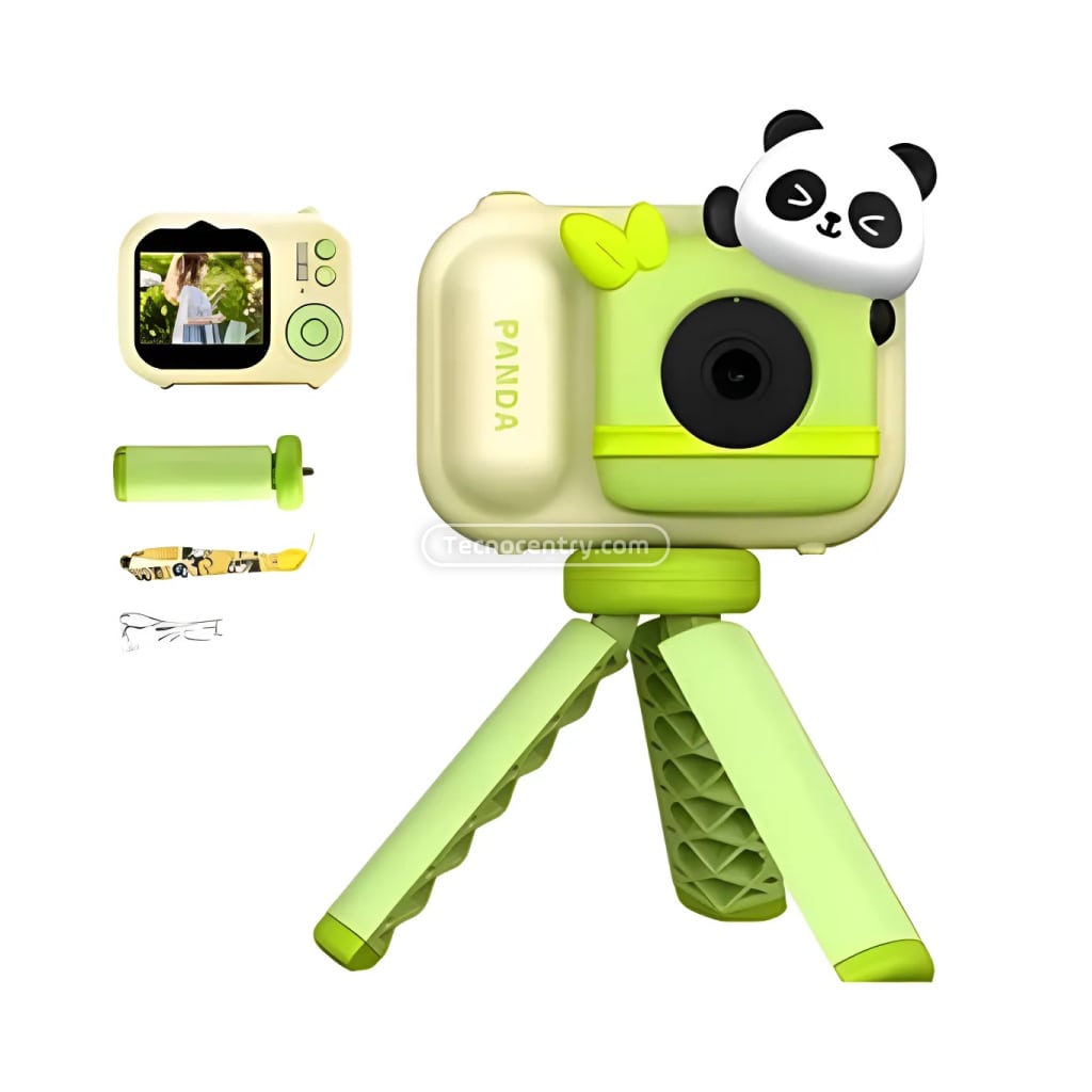 Cámara Digital Para Niños Full HD Con Tripode Verde Oso Panda