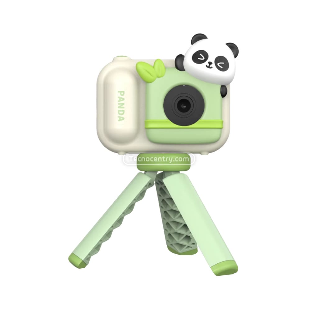 Cámara Digital Para Niños Full HD Con Tripode Verde Oso Panda - Image 2