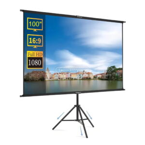 Telón para Proyector Video Beam de 100″ con Tripode 2mts