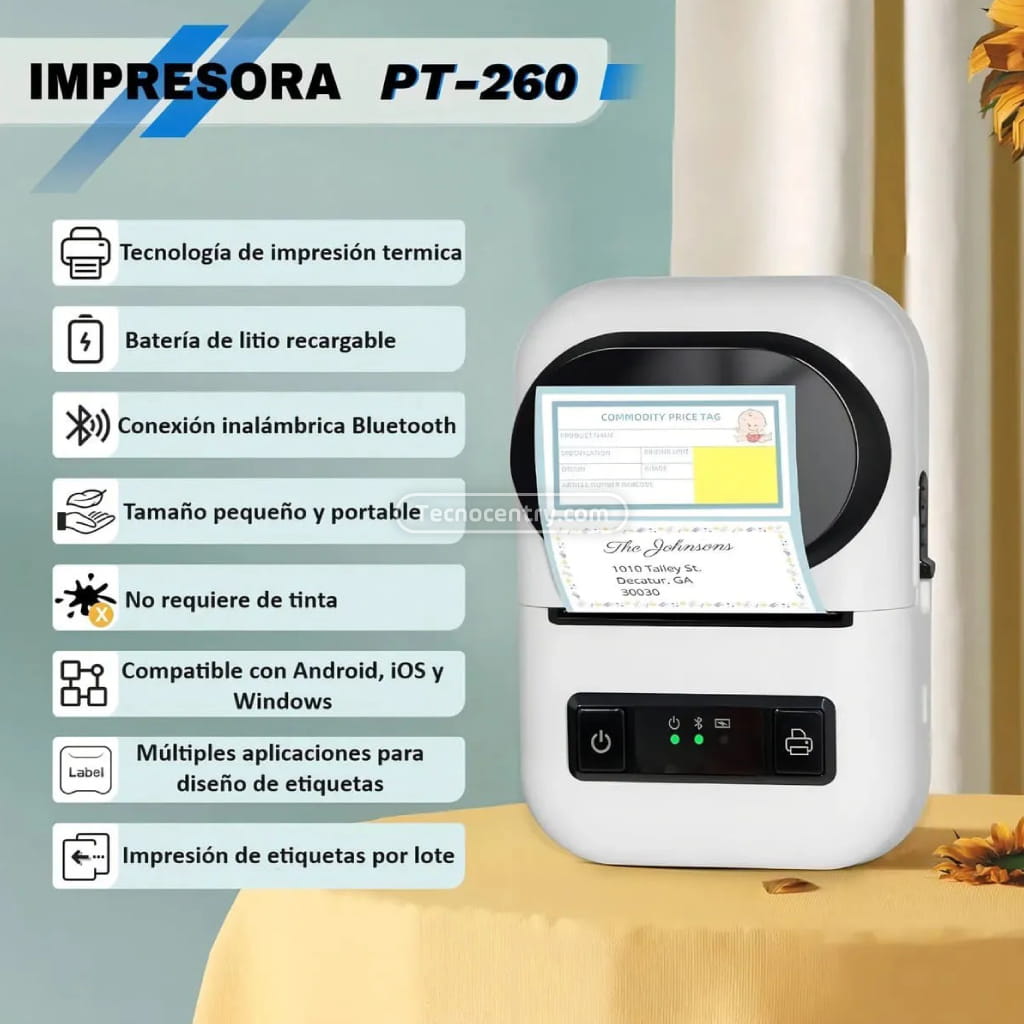 Impresora Térmica Portátil PT-260 Bluetooth USB 58mm - Image 4