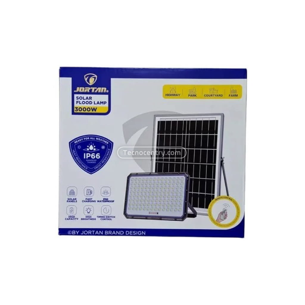 Reflector Solar Jortan 3000w Exterior con Panel Y Control 12v - Image 2